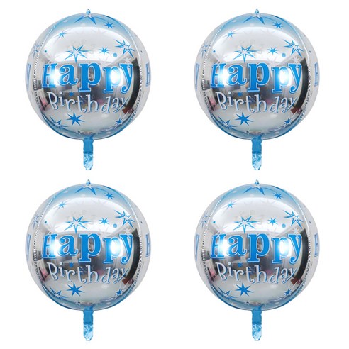 파티공구 생일 4D풍선, 4개, 스타블루