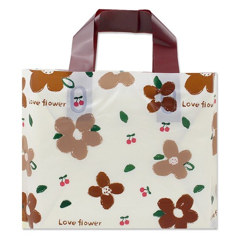 아이엔피 LDPE 손잡이 비닐백 중 35 x 25 cm, 08 브라운플라워, 25개
