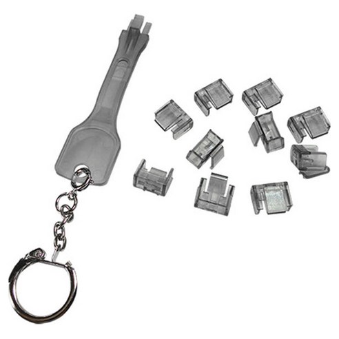 랜스타 LAN 포트 잠금장치 제거키 + 락 1cm 10p 세트 LS-LAN1021-SET, 회색, 1세트