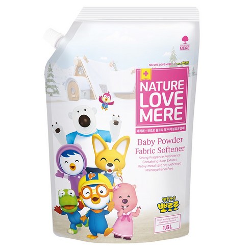 네이쳐러브메레 뽀로로 울트라 젤 아기 섬유유연제 베이비파우더향 리필, 1.5L, 1개