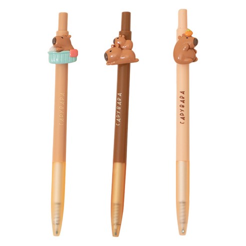 아트조이 카피바라 클릭 젤 잉크펜 3종 세트 0.5mm, 1세트, 샤워 + 두마리 + 귤