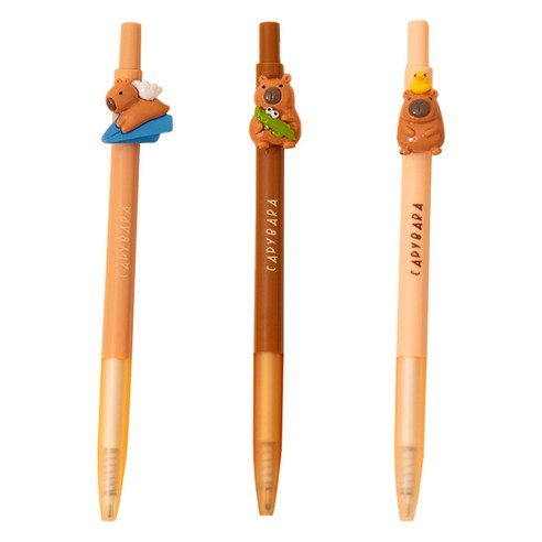 아트조이 카피바라 클릭 젤 잉크펜 3종 세트 0.5mm, 1세트, 비행기 + 악어 + 오리