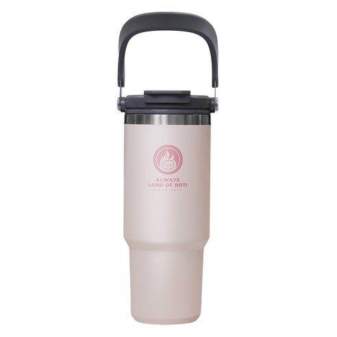 로티캠프 로텀 대용량 스텐 빨대 손잡이 보온 보냉 텀블러, 1개, 900ml, 베이비핑크