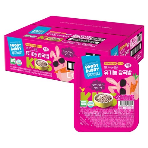 푸디버디 부드러운 유기농 잡곡밥, 12개, 140g, 잡곡