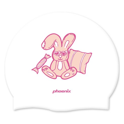 피닉스 디자인 실리콘 수영모 PCS-03, 캔디래빗 화이트, 1개