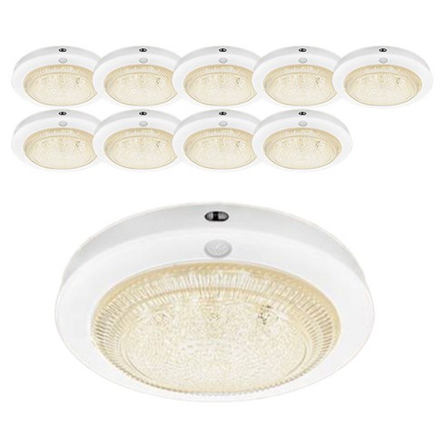 LED 방습 원형 센서등 15W, 화이트 + 주백색, 10개
