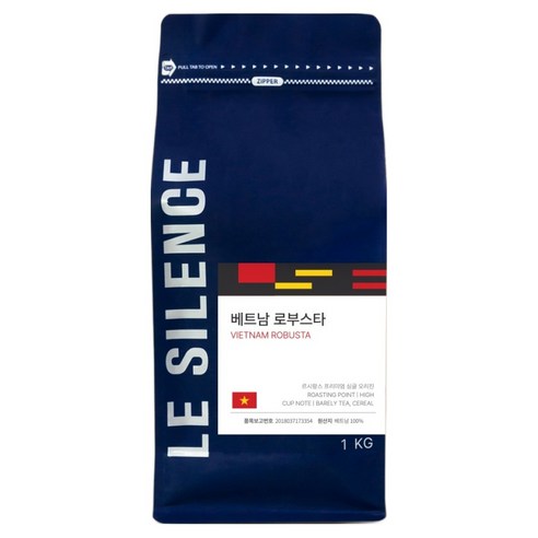 르시랑스 베트남 로부스타 G1 원두커피, 1kg, 1개, 홀빈(분쇄안함)