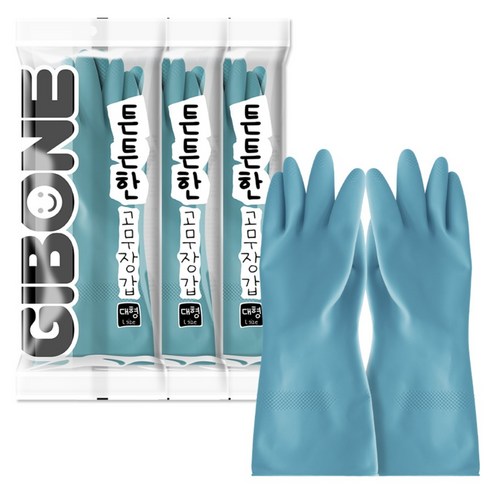 기본에 튼튼한 고무장갑, 토파즈 블루, 대(L), 3세트