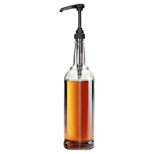 미르 투명 펌프 시럽 유리병 블랙, 1개, 750ml