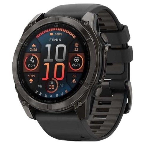 가민 피닉스 8 AMOLED 아웃도어 스마트워치, 카본그레이, 51mm, GPS + 블루투스