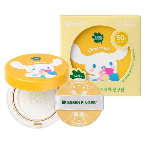 그린핑거 유아용 저자극 순한 무기자차 선쿠션 산리오 시나모롤 SPF50+ PA++++, 12g, 1개