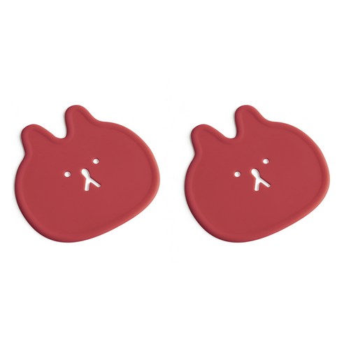 에이드엘 펀칭래빗 실리콘 컵받침, 코랄레드, 2개