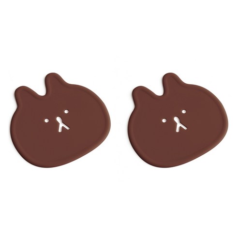 에이드엘 펀칭래빗 실리콘 컵받침, 초코브라운, 2개