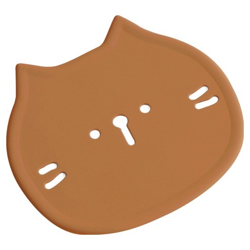 에이드엘 펀칭캣 실리콘 컵받침, 카라멜, 2개