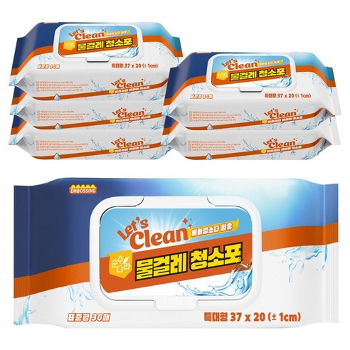 렛츠클린 물걸레 청소포 표준형, 6개
