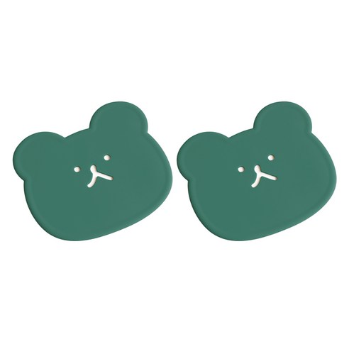 에이드엘 펀칭베어 실리콘 컵받침, 카키, 2개