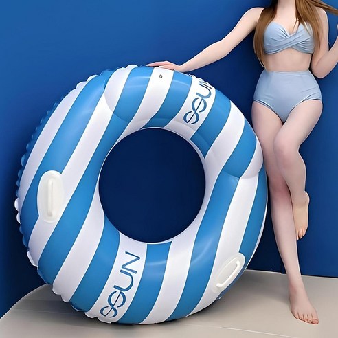 SSUN 스트라이프 에디션 원형 튜브 특대형 120cm, 블루, 1개