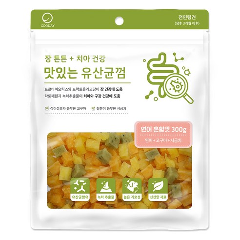 굿데이 강아지 맛있는 유산균껌, 연어 혼합맛, 300g, 1개