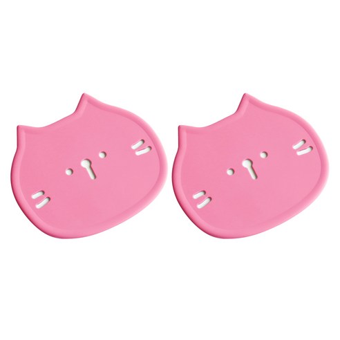 에이드엘 펀칭캣 실리콘 컵받침, 크림핑크, 2개