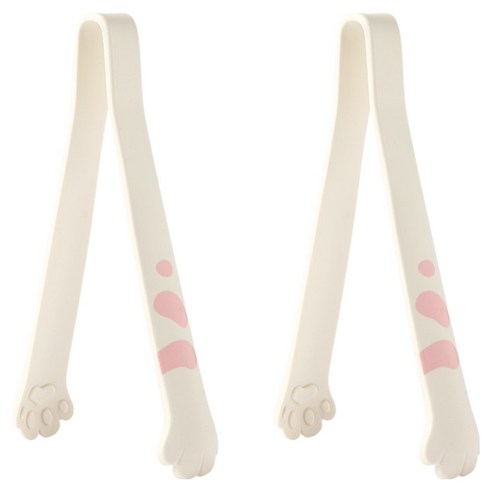 이지실리 실리콘 캐치캣 고양이 주방집게 중 19cm, 화이트, 2개