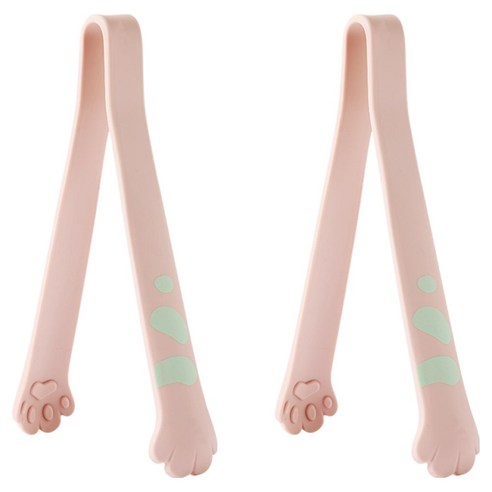 이지실리 실리콘 캐치캣 고양이 주방집게 중 19cm, 핑크, 2개