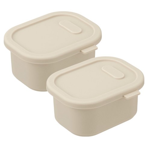 디아르 돌체 플래티넘 실리콘 냉동 밀폐 이유식 보관 용기, 05 아이보리, 2개, 200ml