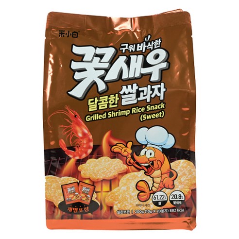 미소백 꽃새우 달콤한 쌀과자, 200g, 1개