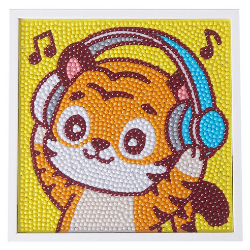 MYTOYS 액자형 귀여운 보석십자수 15 x 15 cm, 헤드셋호랑이, 1개
