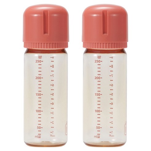요한손베비스 유아용 PPSU 노꼭지 이지케어 젖병 트윈팩, 코랄핑크, 2개, 260ml