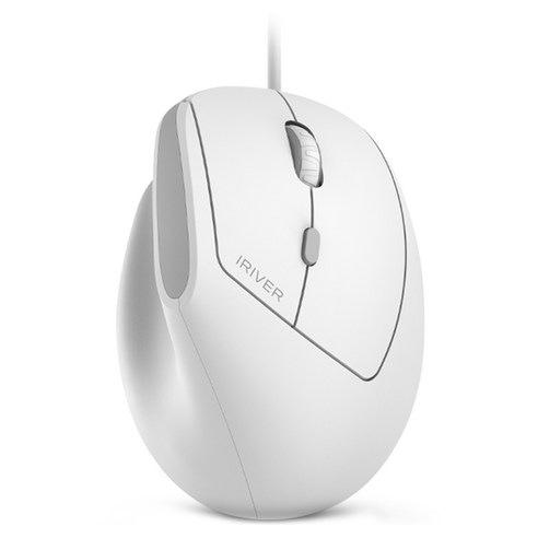 아이리버 항균처리 컴팩트 EV100 인비저블 인체공학 무소음 유선 버티컬 마우스, White