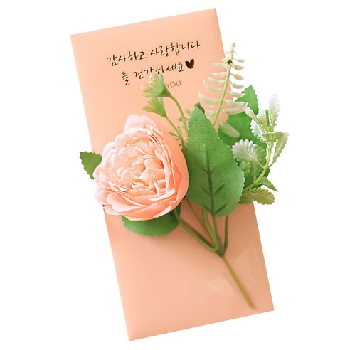 센트바스켓 조화 디어러브 실크플라워 용돈봉투, 모란코랄, 1개