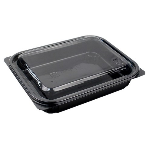 아이엔피 사각 샐러드 용기 블랙 500ml 20.5 x 16 x 3.3 cm SK-211, 50개, 1개입