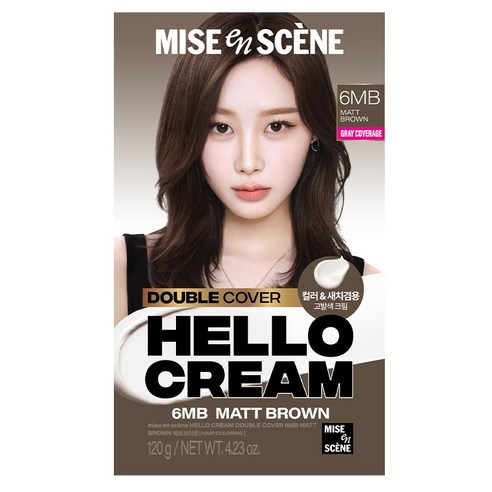 미쟝센 헬로크림 더블커버 새치 겸용 염모제, 1개, 매트브라운