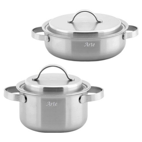 퀸센스 인덕션 아르떼 통 5중 냄비세트 2개, 은색, 1세트, 양수 20cm + 전골 24cm