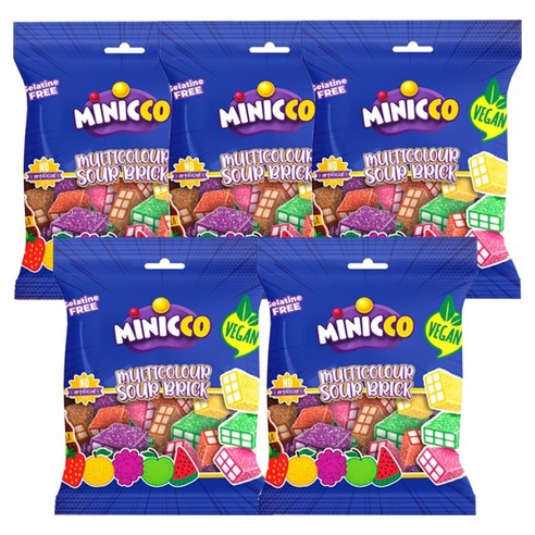 미니꼬 멀티컬러 사우어 브릭 비건젤리, 50g, 5개