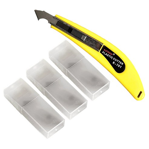 모나코올리브 아크릴 커터 컷팅 칼 + 기본칼날 3p + 추가칼날 30p 세트, 노랑(칼), 1세트