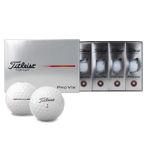 타이틀리스트 2025 PRO V1X 더즌 골프공 4피스, 화이트, 12개입, 1개