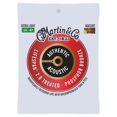 마틴 Phosphor Bronze Extra Light 어쿠스틱 스트링, MA530T, 10 Gauge, 1개