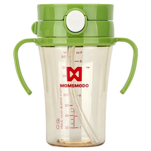 맘스모도 유아용 PPSU 원터치 오리지날 이지 빨대컵 250ml, 그린, 1개