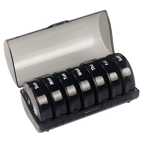 DIGIXO 휴대용 7일 알약케이스 보관 정리함 블랙, 1개