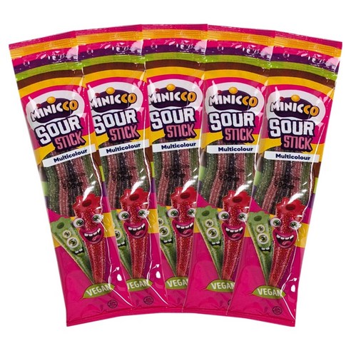 미니꼬 비건젤리 멀티컬러 사우어 롱롱 스틱, 50g, 5개