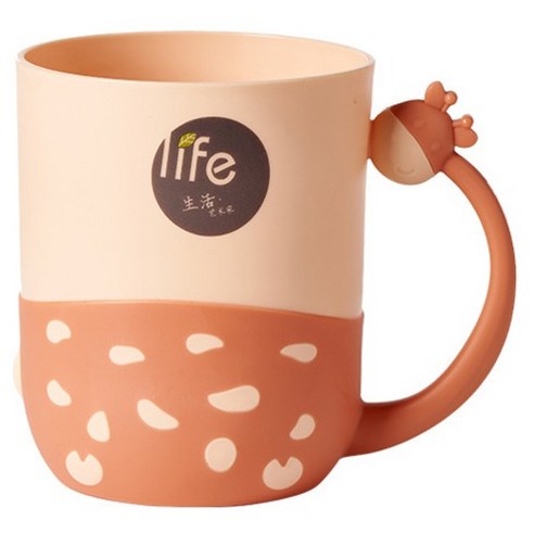 세컨드베스트 기린손잡이 양치컵 500ml, 오렌지, 1개