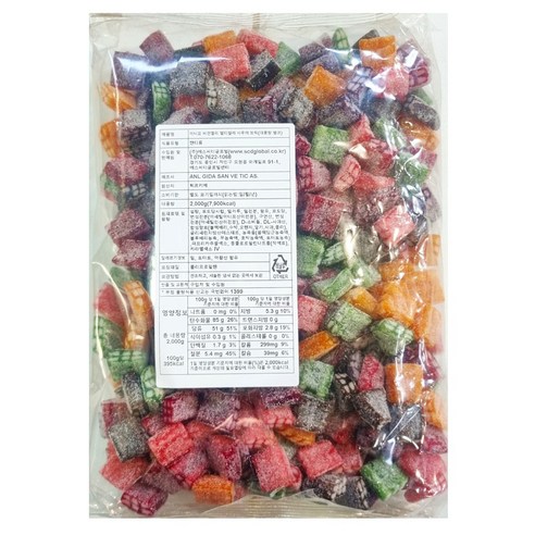미니꼬 대용량 멀티컬러 사우어 브릭 비건젤리, 2kg, 1개
