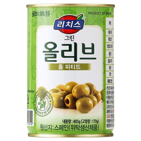 리치스 그린올리브 홀 피티드, 1개, 405g