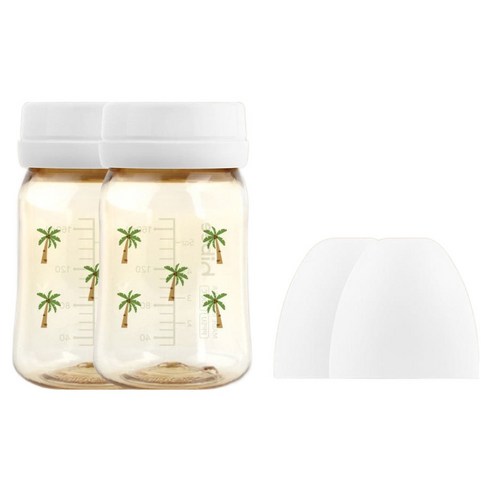 하이비 유아용 PPSU 노꼭지 젖병 트윈팩, 야자수 + 화이트, 2개, 170ml