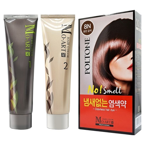 MOART 헤어컬러 염모제 1제 + 2제 세트, 8N 밝은갈색, 1개