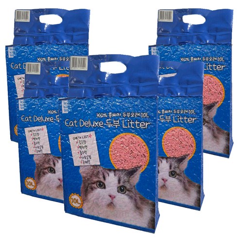 마마쇼 디럭스 가는입자 두부 고양이 모래, 10L, 5개, 복숭아향