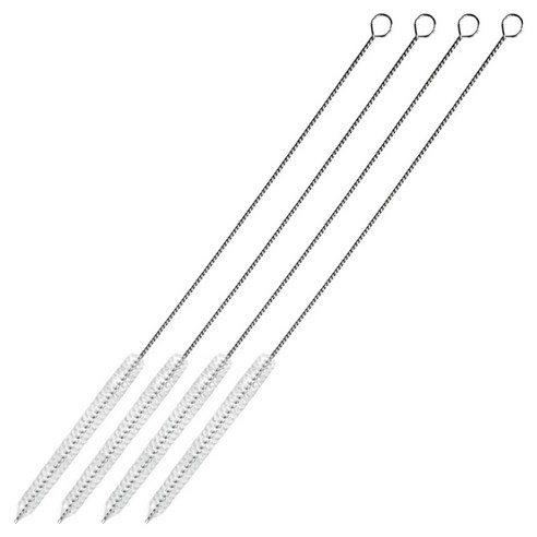 텀블러전용 스텐 빨대세척솔 30cm, 4개, 화이트