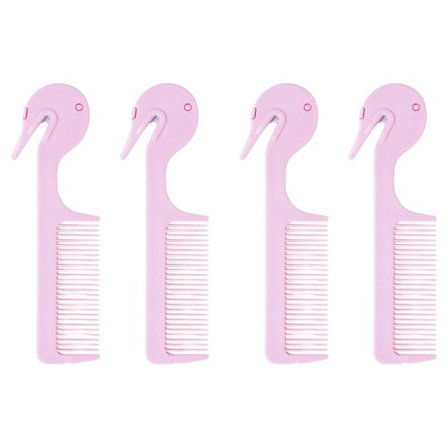 신도프라임 머리끈 커터 빗, 4개, 핑크