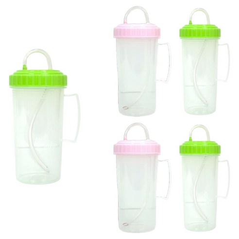 리빙패밀리 흘림방지 손잡이 빨대컵 400ml, 랜덤 발송, 5개